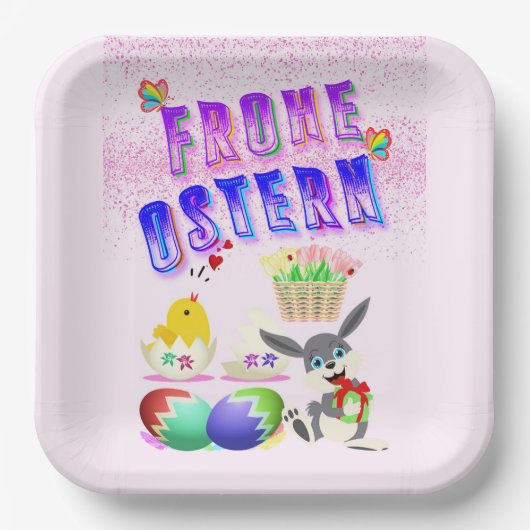 Frohe Ostern Papieren Bordje (Voorkant)