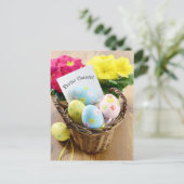 Frohe Ostern Postkarte mit Primel und Osterei Briefkaart (Staand voorkant)