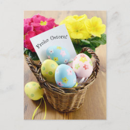Frohe Ostern Postkarte mit Primel und Osterei Briefkaart
