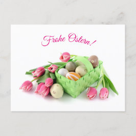 Frohe Ostern Postkarte mit Tulpen Ostereiern Briefkaart
