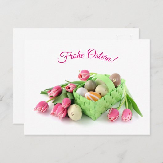 Frohe Ostern Postkarte mit Tulpen Ostereiern Briefkaart (Voorkant / Achterkant)