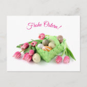 Frohe Ostern Postkarte mit Tulpen Ostereiern Briefkaart (Voorkant)