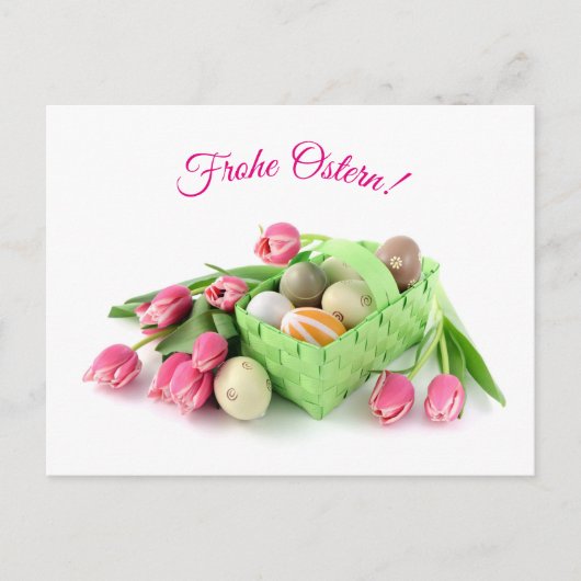 Frohe Ostern Postkarte mit Tulpen Ostereiern Briefkaart (Voorkant)