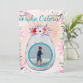 Frohe Ostern - silbernes Osterei mit Foto Kaart (Staand voorkant)