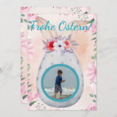 Frohe Ostern - silbernes Osterei mit Foto Kaart (Voorkant / Achterkant)