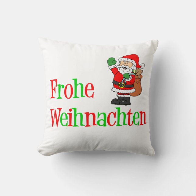 Frohe Weihnach German KerstSanta Sierkussen (Voorkant)