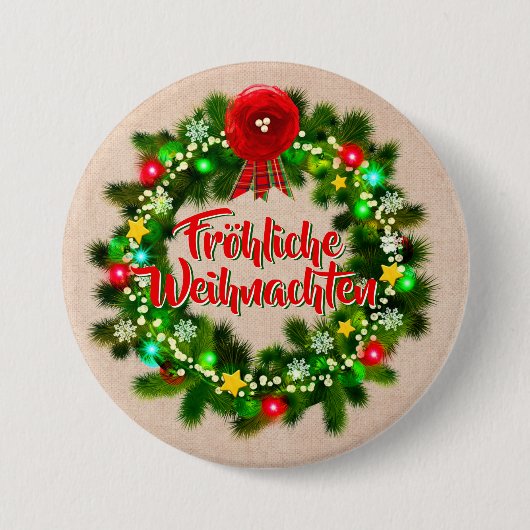 Frohe Weihnachten Abzeichen Kerstmis Ronde Button 7,6 Cm (Voorkant)