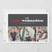 'Frohe Weihnachten' Duits Vrolijk Kerstfeest 3 Fot Feestdagenkaart (Voorkant)
