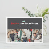 'Frohe Weihnachten' Duits Vrolijk Kerstfeest 3 Fot Feestdagenkaart (Staand voorkant)