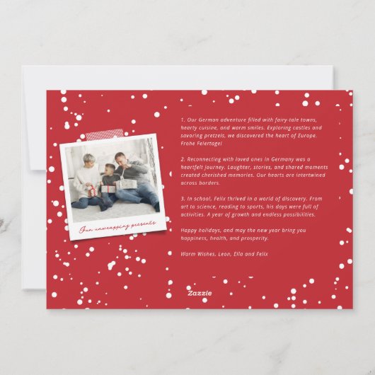 'Frohe Weihnachten' Duits Vrolijk Kerstfeest 3 Fot Feestdagenkaart (Achterkant)