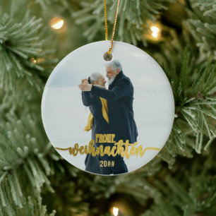 Frohe Weihnachten Duitse Kerst 2 Fotocollage Keramisch Ornament