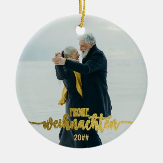 Frohe Weihnachten Duitse Kerst 2 Fotocollage Keramisch Ornament (Voorkant)