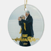 Frohe Weihnachten Duitse Kerst 2 Fotocollage Keramisch Ornament (Links)
