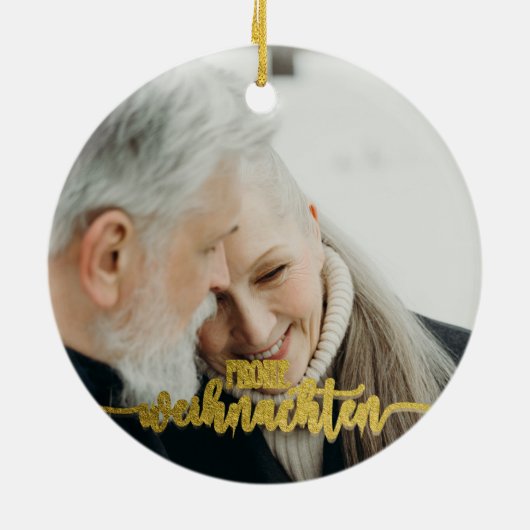 Frohe Weihnachten Duitse Kerst 2 Fotocollage Keramisch Ornament (Achterkant)