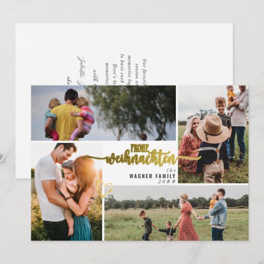 Frohe Weihnachten Duitse Kerst 4 Fotocollage Feestdagenkaart (Voorkant / Achterkant)