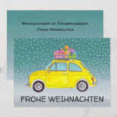 Frohe Weihnachten Duitse Kerst Fiat 500 Feestdagenkaart (Voorkant / Achterkant)