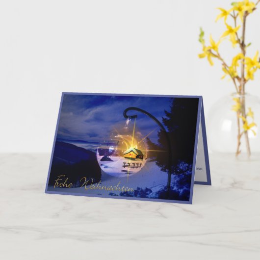 Frohe Weihnachten Duitse kerst personaliseren Kaart (Gele Bloem)