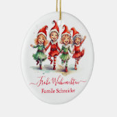 Frohe Weihnachten Duitse kerstelfen Keramisch Ornament (Rechts)