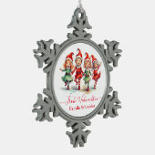 Frohe Weihnachten Duitse kerstelfen Tin Sneeuwvlok Ornament (Links)