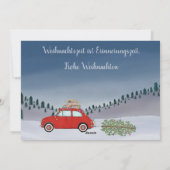Frohe Weihnachten Duitse Kerstmis Rode Fiat 500 Feestdagenkaart (Achterkant)