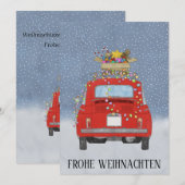 Frohe Weihnachten Duitse Kerstmis Rode Fiat 500 Feestdagenkaart (Voorkant / Achterkant)
