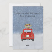 Frohe Weihnachten Duitse Kerstmis Rode Fiat 500 Feestdagenkaart (Achterkant)
