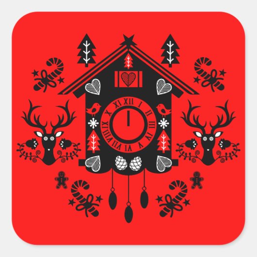 Frohe Weihnachten Duitse koekoeksklok Vierkante Sticker (Voorkant)