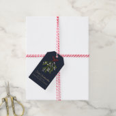 Frohe Weihnachten dunkelblau mistle gift label Cadeaulabel (Met Touw)
