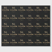 Frohe Weihnachten Elegant Black Gold Script German Cadeaupapier (Vlak)