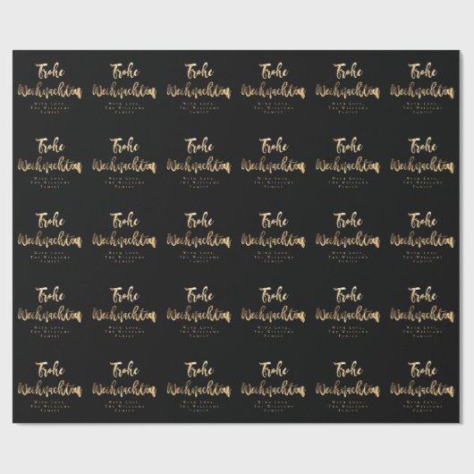 Frohe Weihnachten Elegant Black Gold Script German Cadeaupapier (Vlak)