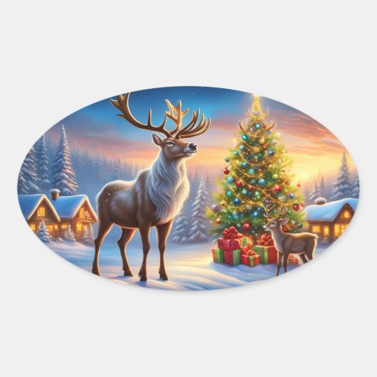 Frohe Weihnachten Fensteraufkleber Ovale Sticker (Voorkant)