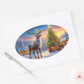 Frohe Weihnachten Fensteraufkleber Ovale Sticker (Envelop)