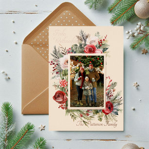 Frohe Weihnachten Foto Bloemen Folie Duits Feestdagenkaart