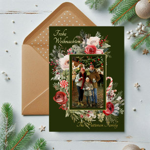 Frohe Weihnachten Foto Bloemen Folie Duits Feestdagenkaart