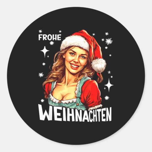 Frohe Weihnachten German Christmas  Ronde Sticker (Voorkant)