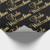 Frohe Weihnachten German KerstBlack en Gold Cadeaupapier (Hoek)