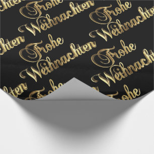 Frohe Weihnachten German KerstBlack en Gold Cadeaupapier