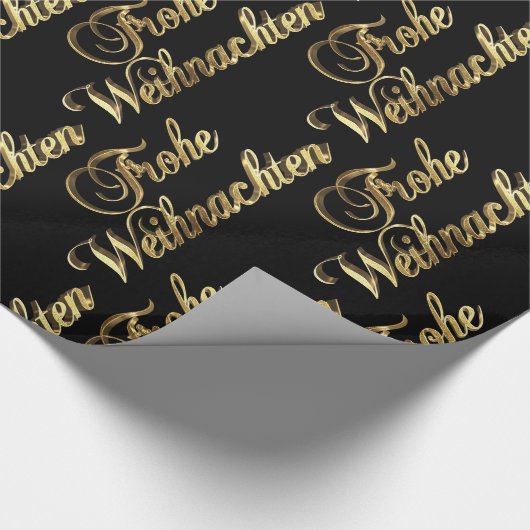 Frohe Weihnachten German KerstBlack en Gold Cadeaupapier (Hoek)
