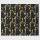 Frohe Weihnachten German KerstBlack en Gold Cadeaupapier (Vlak)