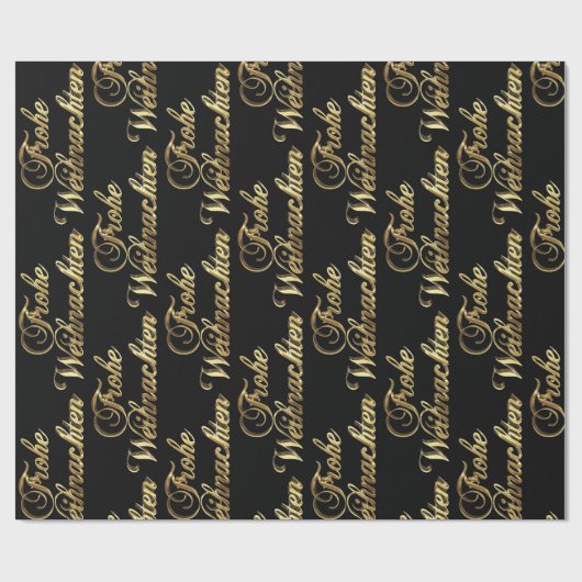 Frohe Weihnachten German KerstBlack en Gold Cadeaupapier (Vlak)