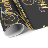 Frohe Weihnachten German KerstBlack en Gold Cadeaupapier (Rol Hoek)