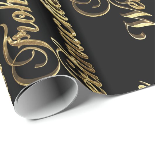 Frohe Weihnachten German KerstBlack en Gold Cadeaupapier (Rol Hoek)