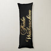 Frohe Weihnachten German KerstBlack en Gold Lichaamskussen (Achterkant (Verticaal))