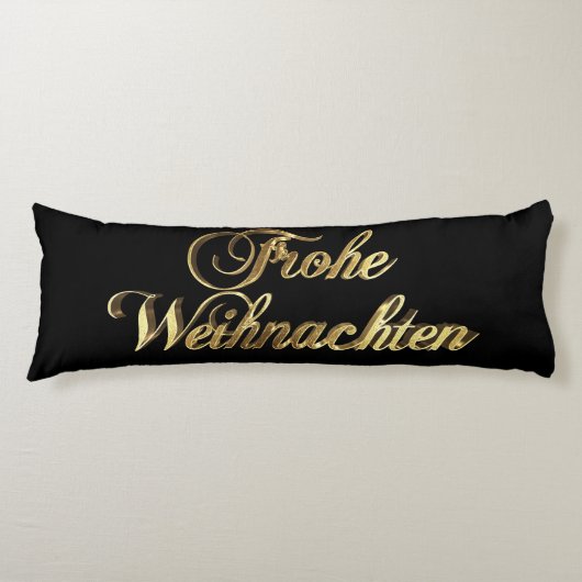 Frohe Weihnachten German KerstBlack en Gold Lichaamskussen (Voorkant)