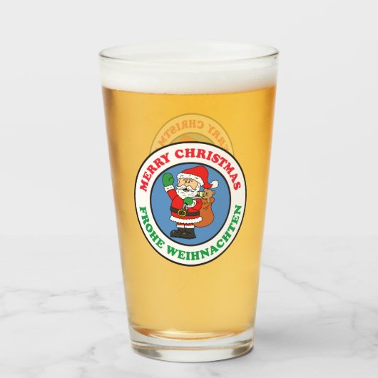 Frohe Weihnachten German Kerstkerstkerstkerstkerst Glas (Voorkant gevuld)