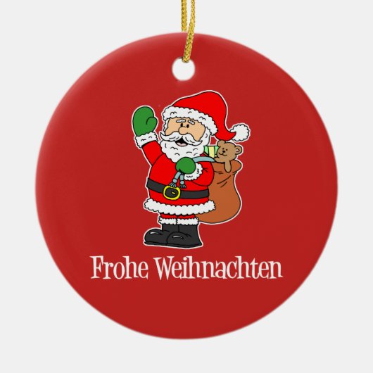 Frohe Weihnachten German Kerstkerstkerstkerstkerst Keramisch Ornament (Voorkant)