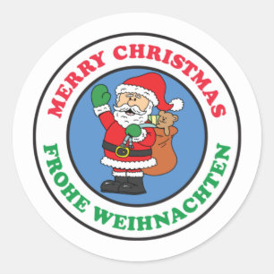 Frohe Weihnachten German Kerstkerstkerstkerstkerst Ronde Sticker