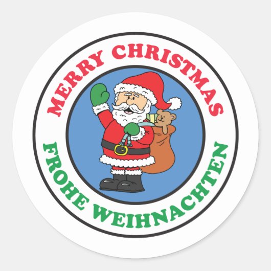 Frohe Weihnachten German Kerstkerstkerstkerstkerst Ronde Sticker (Voorkant)