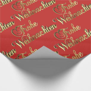 Frohe Weihnachten German KerstRed en Gold Cadeaupapier