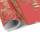 Frohe Weihnachten German KerstRed en Gold Cadeaupapier (Rol Hoek)